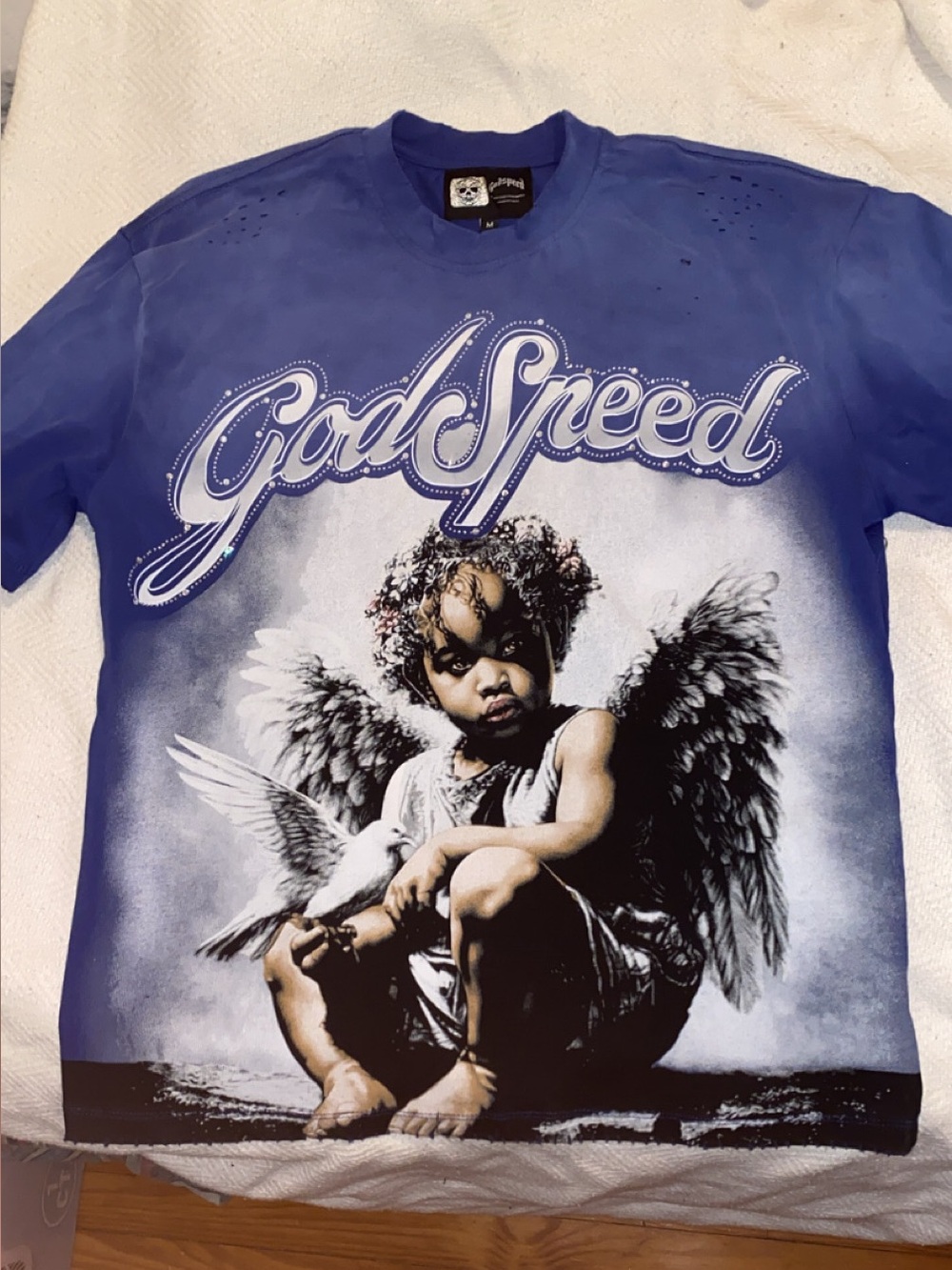 Godspeed blue rhinestone tee